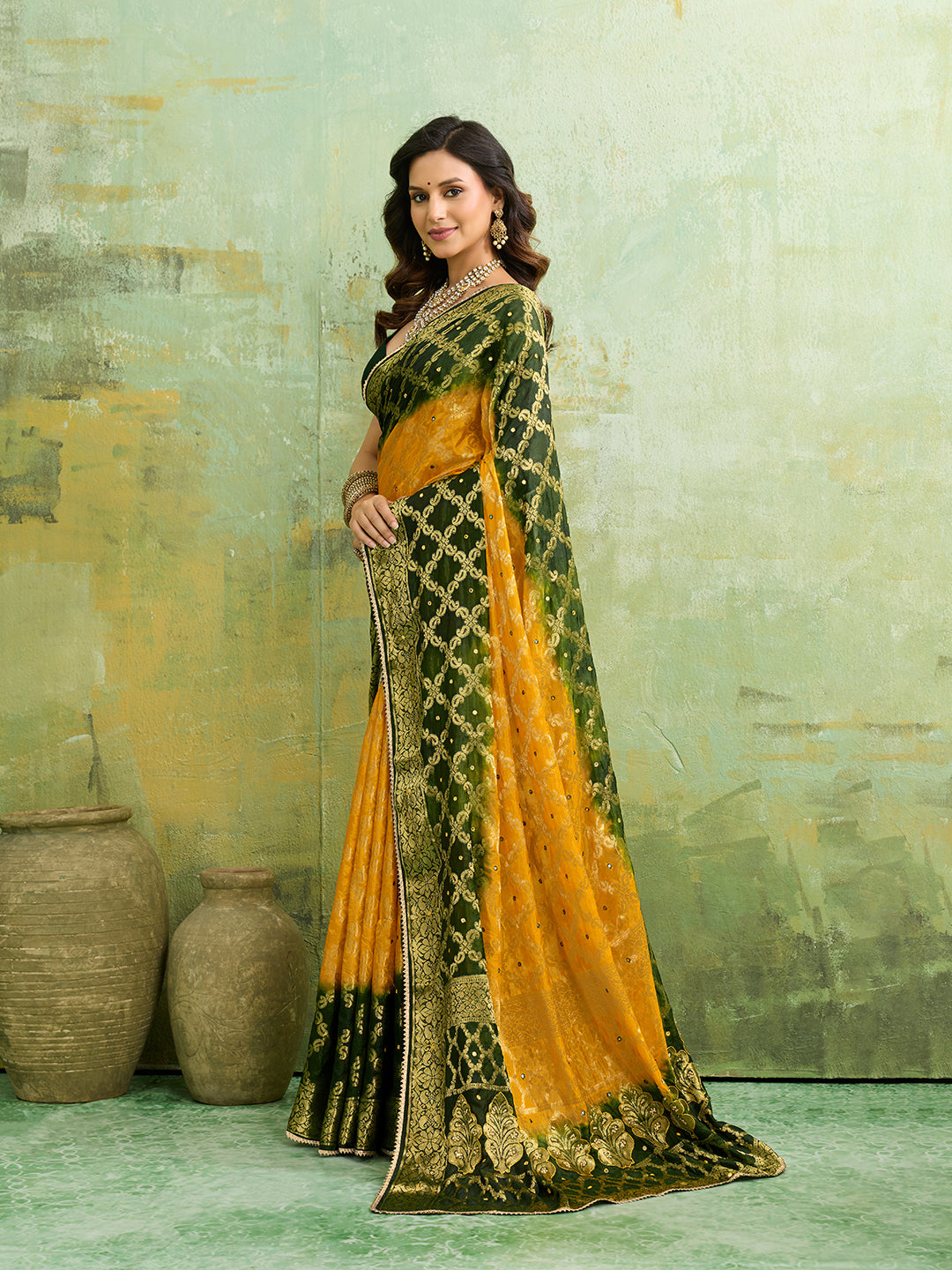 KcPc Latest Gharchola Banarasi Silk With Heavy Zari Work Saree KML Yellow Green