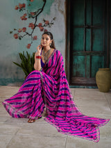 KcPc Festive Georgette Leheriya Saree with Peturn Work SWA