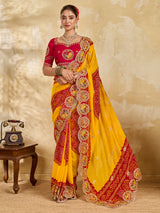 Buy Festive Wear Bandhani Style Saree With Embroidery Work KcPc