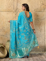 Buy Bandhani with Kachha Gota Patti Glow Modal Silk Saree Kcpc