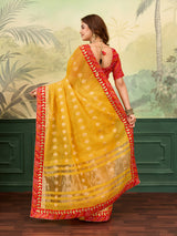 KcPc Rajasthani Marwadi Pure Kota Doria Piliya Banarasi Zari Pallu SareeSWA