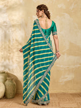 By New Beautiful Chiffon Leheriya Style With Embroidery Border Work Saree