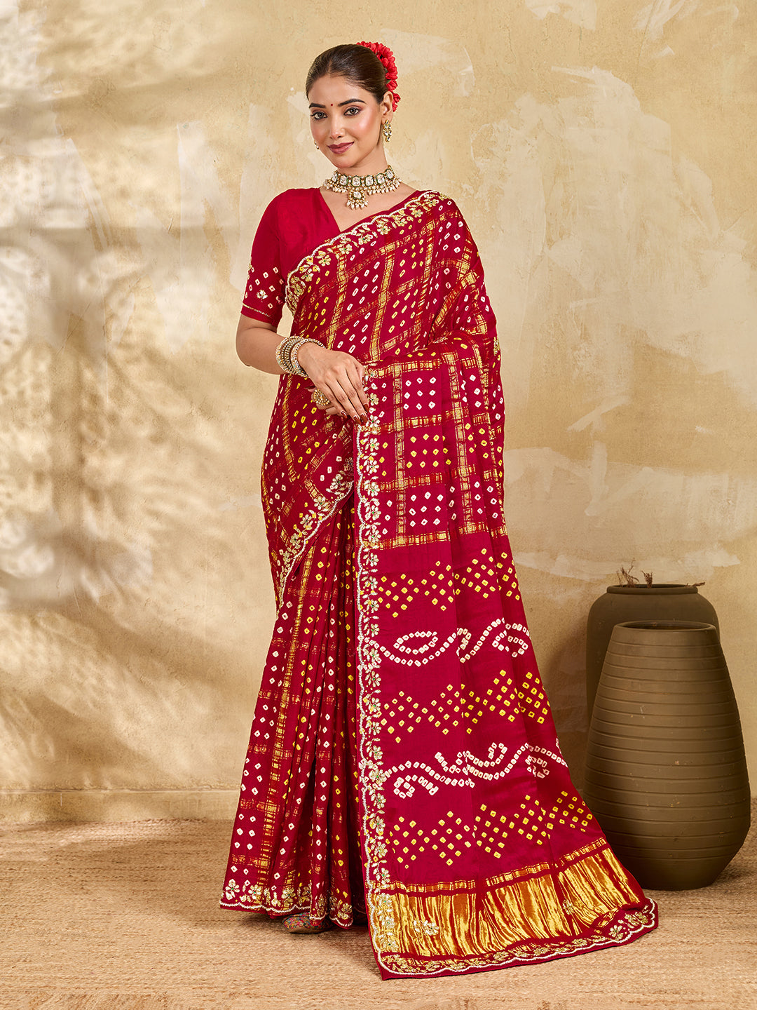 Buy New Royal Ghatchola Style Saree with Gota Patti Work KcPc