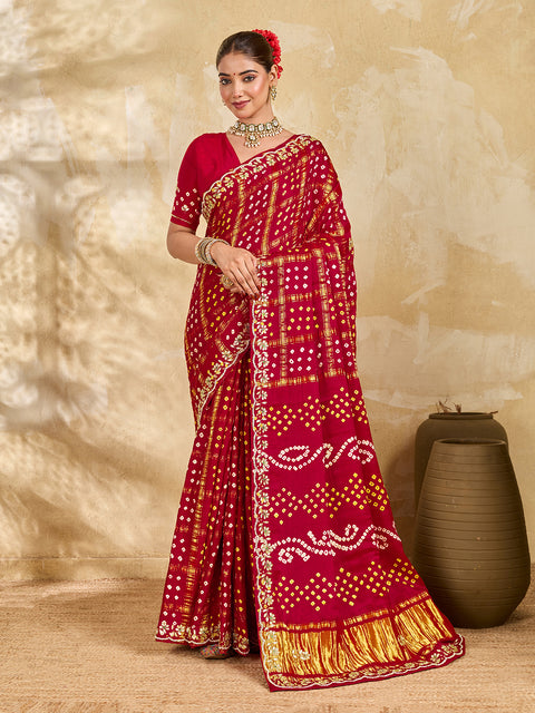 Buy New Royal Ghatchola Style Saree with Gota Patti Work KcPc