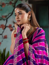 KcPc Festive Georgette Leheriya Saree with Peturn Work SWA