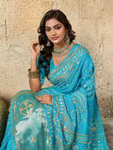 Buy Bandhani with Kachha Gota Patti Glow Modal Silk Saree Kcpc