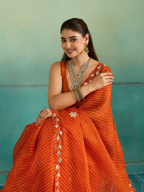 Buy Leheriya Style With Gotapatti Work Saree