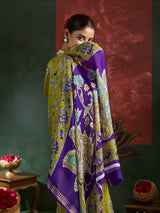 Kcpc Premium Georgette Kalamkari Saree with Zari Border ASH