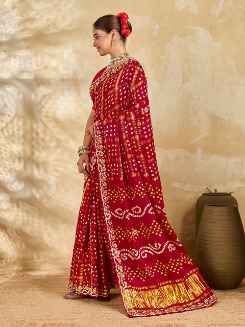 Buy New Royal Ghatchola Style Saree with Gota Patti Work KcPc