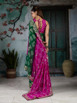 KcPcRoyal Bandhani Saree with Traditional Gotapatti WorkKDN