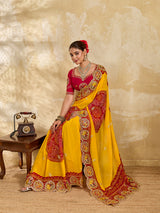 Buy Festive Wear Bandhani Style Saree With Embroidery Work KcPc