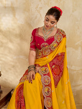 Buy Festive Wear Bandhani Style Saree With Embroidery Work KcPc