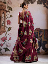 KcPc Gaji Silk Kalamkari Lehenga with Gotapatti WorkGOURI