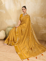 KcPc New Viscos Silk Bandhani Print Aari tari work Saree Green GAN