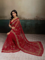 Buy Designer Saree With Handcrafted Aari Tari Work 