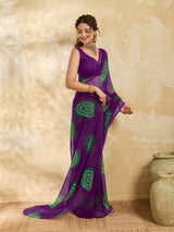  A wine colour saree with bandhani print under 500