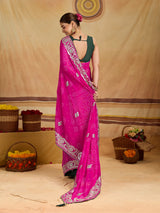 KcPc Georgette Bandhani Saree with Gotapatti Work AFN
