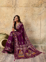  Silk Dimond Work Saree in wine colour for festival 
