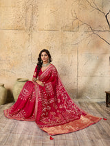 KcPc Royal Bandhani with Kachha Gota Patti Glow Modal Silk SareeAMT