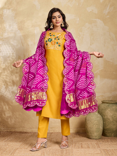 KcPc Beautiful Gaji Silk Bandhani Style Gotapatti Work Dupatta SATIS