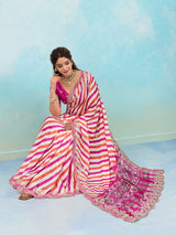 Buy Leheriya Chinon Silk Saree with Gotapatti Work Kcpc