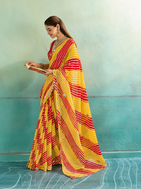 Buy Leheriya Style With Gotapatti Work Saree