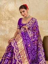 Buy Gaji Silk Saree With Bandhani Style Gota Patti Work KcPc 