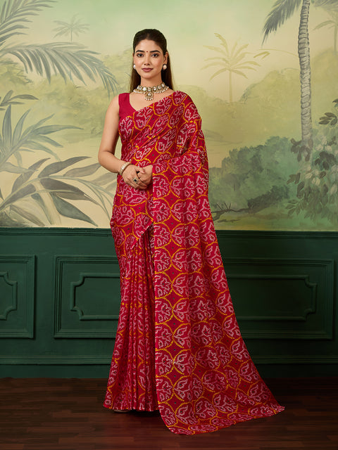 KcPc Elegant Kota Doria Bandhani Style Saree Casual Wear SWA