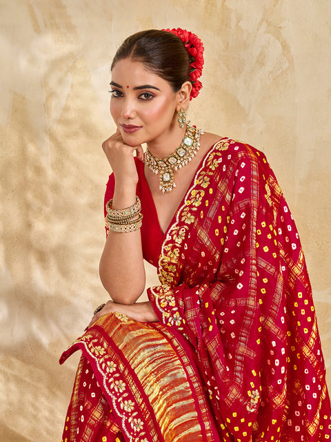 Buy New Royal Ghatchola Style Saree with Gota Patti Work KcPc