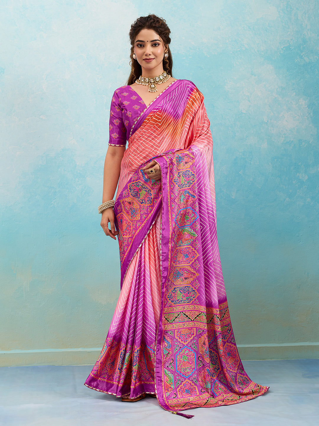 KcPc New Elegant Kalamkari Printed Crepe Silk Saree GAN