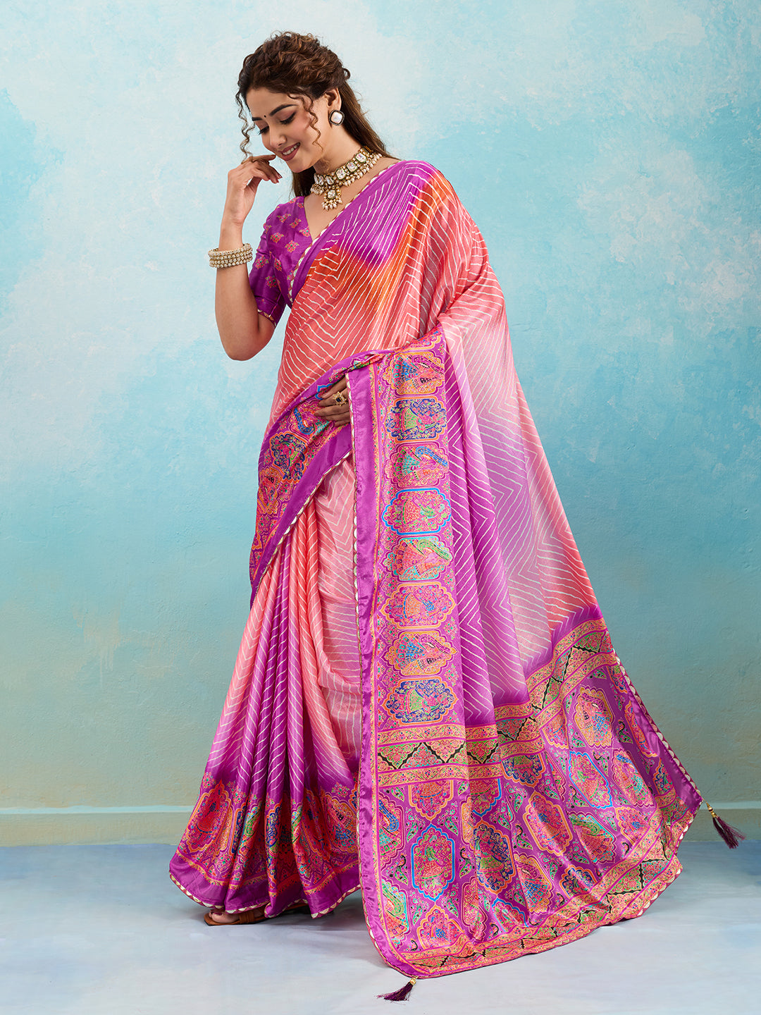 KcPc New Elegant Kalamkari Printed Crepe Silk Saree GAN