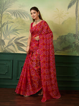 KcPc Elegant Kota Doria Bandhani Style Saree Casual Wear SWA