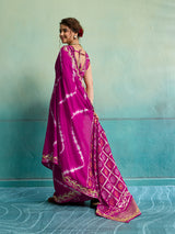 Buy Bandhani Style Dola Silk Saree with Gotapatti Work Kcpc