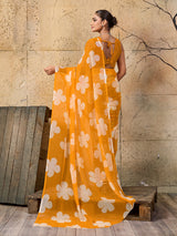  Georgette Flower Printed Style Saree for causal wear under 1000