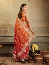 KcPc New Latest Georgette Chiffon Bandhani Style With Gotapatti Work Saree MHS