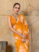  Georgette Flower Printed Style Saree for causal wear under 1000
