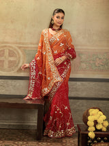 KcPc New Latest Georgette Chiffon Bandhani Style With Gotapatti Work Saree MHS