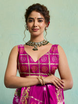 Buy Bandhani Style Dola Silk Saree with Gotapatti Work Kcpc
