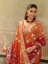 KcPc New Latest Georgette Chiffon Bandhani Style With Gotapatti Work Saree MHS