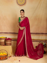 KcPc New arrival Pure Ojariya Chinon Beautiful Zari border Pallu saree MAHA
