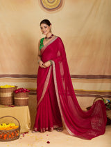 KcPc New arrival Pure Ojariya Chinon Beautiful Zari border Pallu saree MAHA