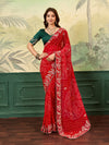 Buy New Bandhani Style Saree with Thread Embroidery Work Kcpc image 