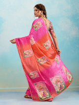 Buy Premium Saree in Kalamkari Style with Gota Detailing KcPc