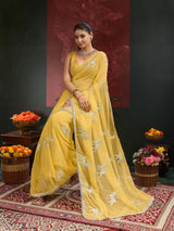 KcPc Designer Style Georgette Saree Featuring Traditional Gota Work