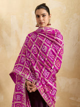 KcPc Traditional Modal Gaji Silk Bandhani Dupatta with Gota PattiGulinWork MEG
