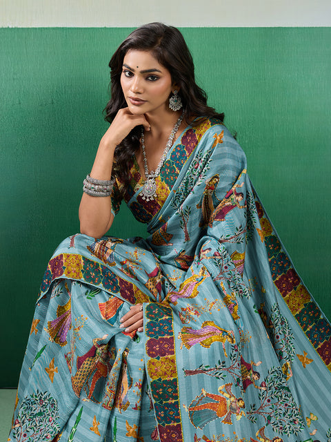 Buy Kalamkari Saree With Mehendi Wear