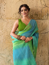 Kota Doria Saree in sky blue colour under 1000