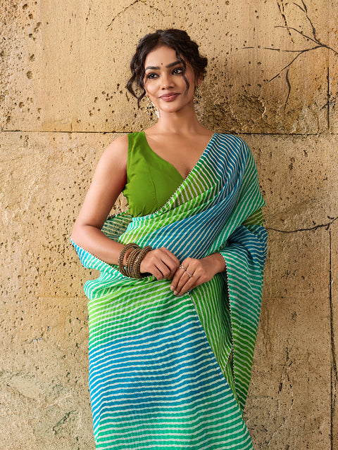 Kota Doria Saree in sky blue colour under 1000