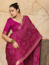 KcPc Beautiful Moss Chiffon Georgette Bandhani Sarees RaniKDM