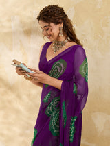  A wine colour saree with bandhani print under 500